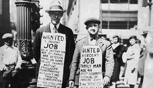 Two Men With Job Boards In 1929